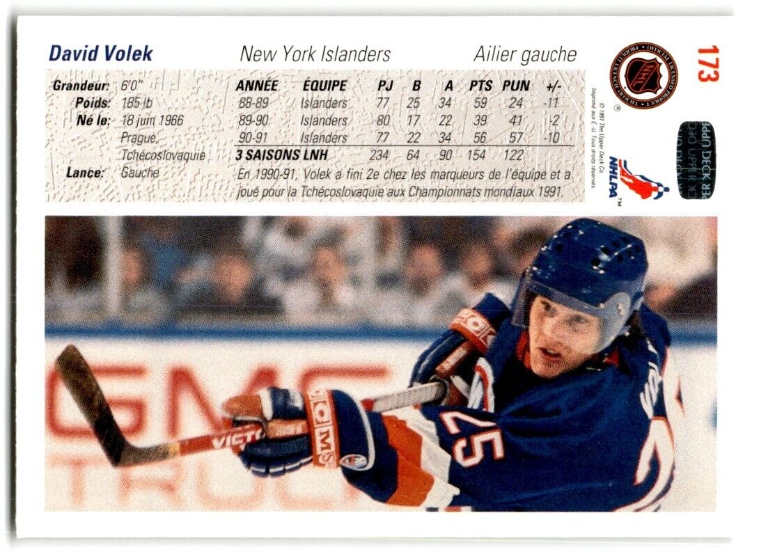 1991-92 Upper Deck David Volek New York Islanders #173