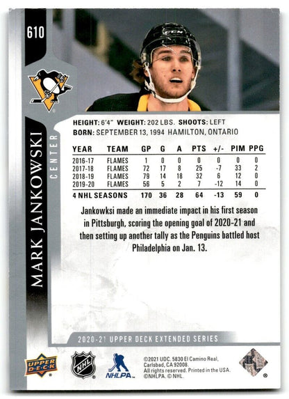 2020-21 Upper Deck Mark Jankowski Pittsburgh Penguins #610