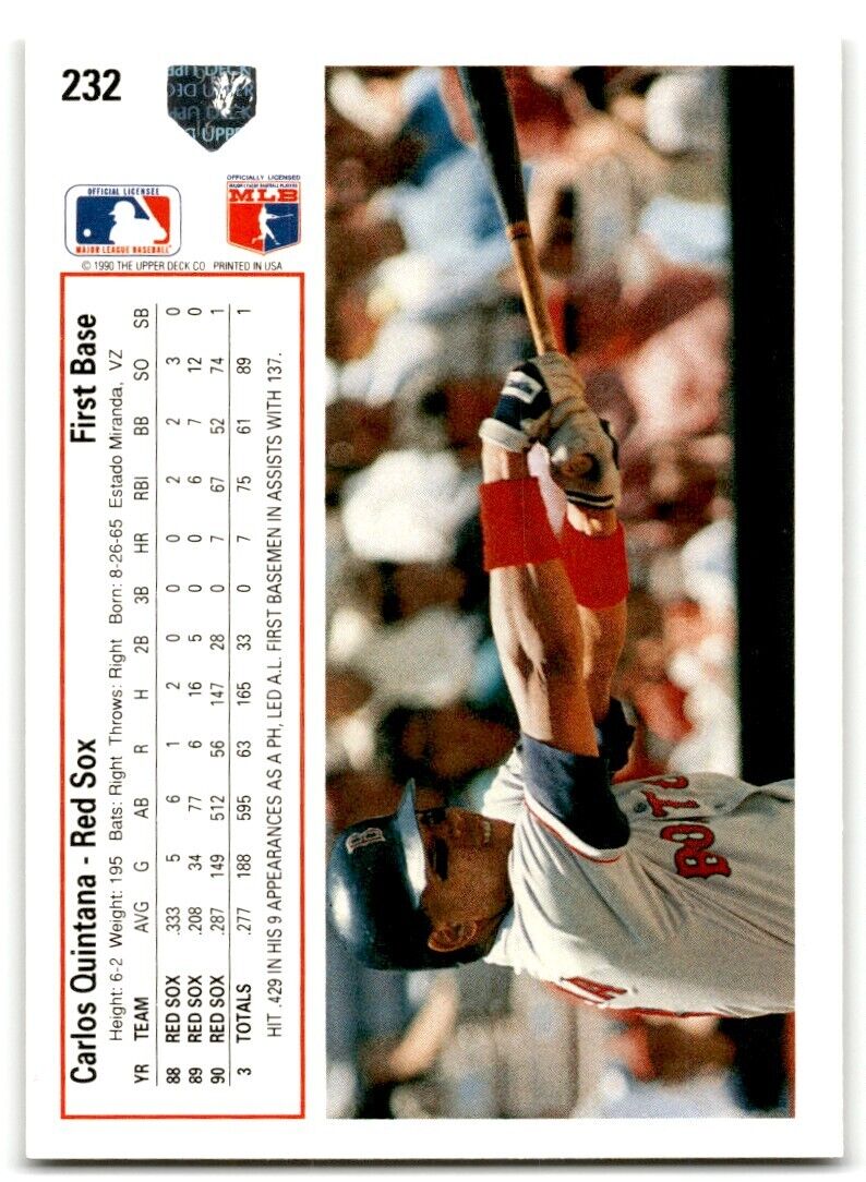 1991 Upper Deck Carlos Quintana Boston Red Sox #232