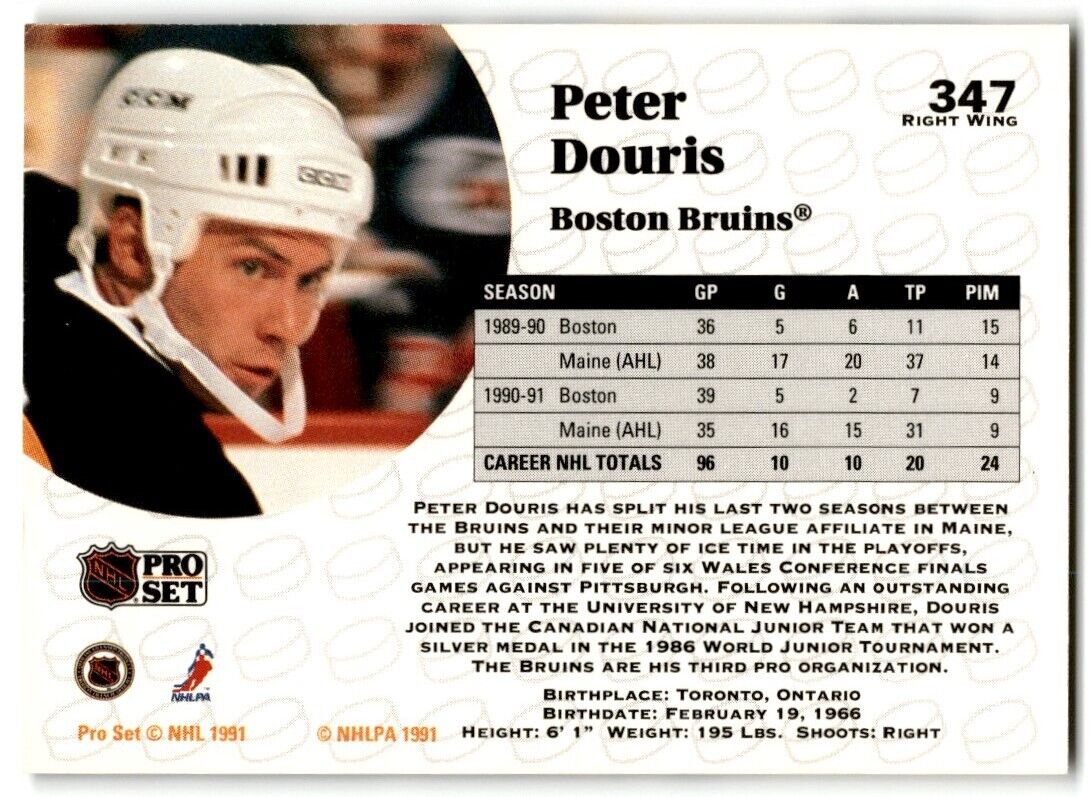 1991-92 Pro Set Peter Douris Boston Bruins #347