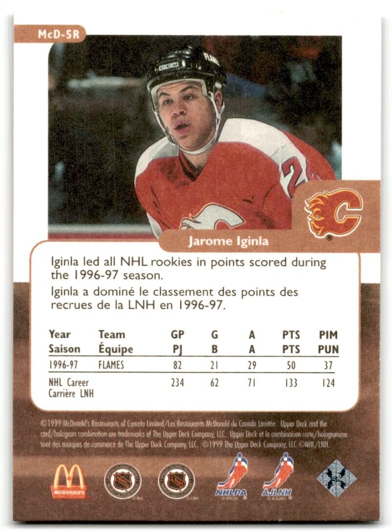 1999-00 Upper Deck Retro McDonald's Jarome Iginla Calgary Flames #MCD-5R