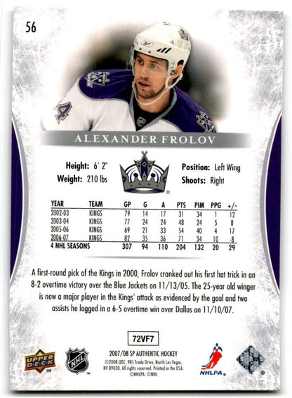 2007-08 SP Authentic Alexander Frolov Los Angeles Kings #56