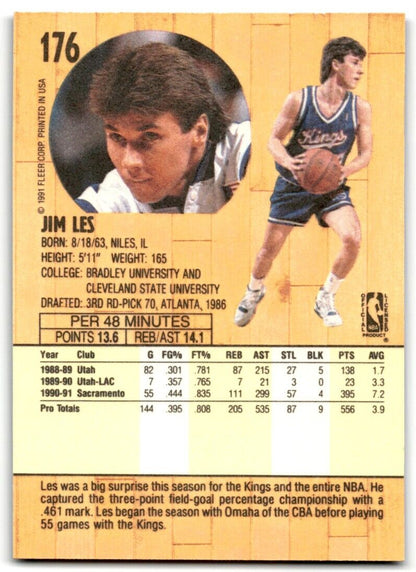 1991-92 Fleer Jim Les Rookie Sacramento Kings #176