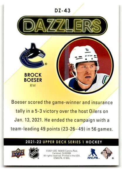 2021-22 Upper Deck Dazzlers Brock Boeser Vancouver Canucks #DZ-43