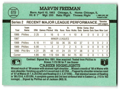 1991 Donruss Marvin Freeman Atlanta Braves #619