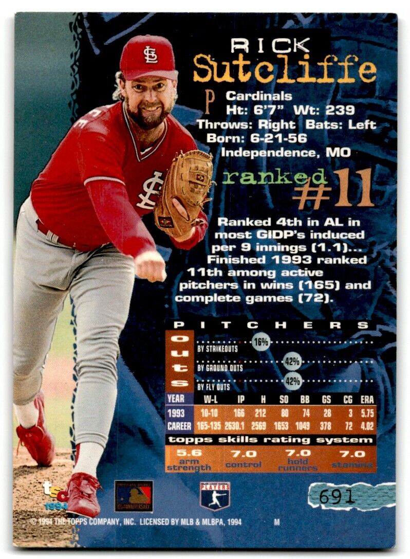 1994 Stadium Club Rick Sutcliffe St. Louis Cardinals #691