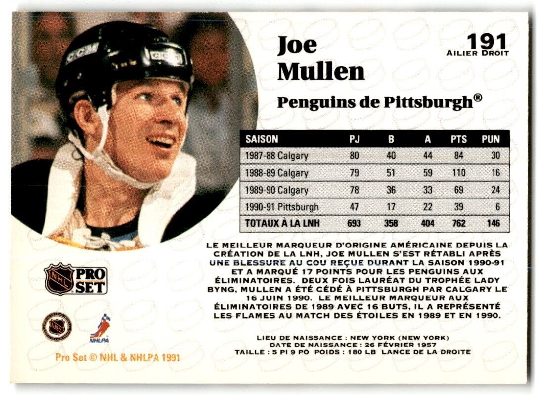 1991-92 Pro Set Joe Mullen Pittsburgh Penguins #191