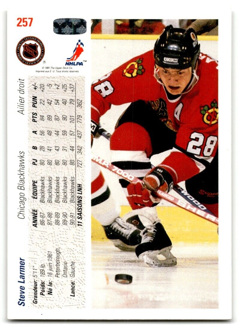 1991-92 Upper Deck French Steve Larmer Chicago Blackhawks #257