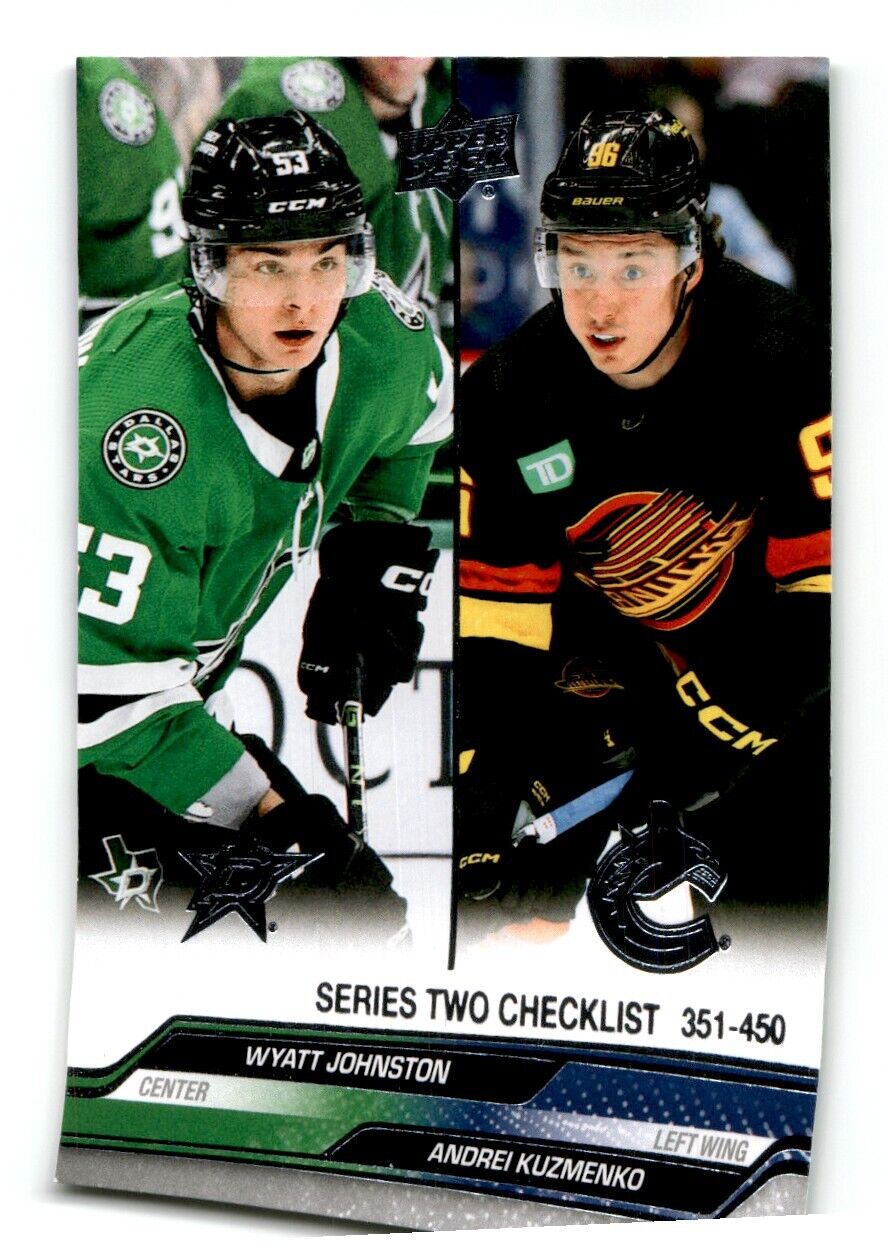 2023-24 Upper Deck Wyatt Johnston / Andrei Kuzmenko Dallas Stars / Vancouver