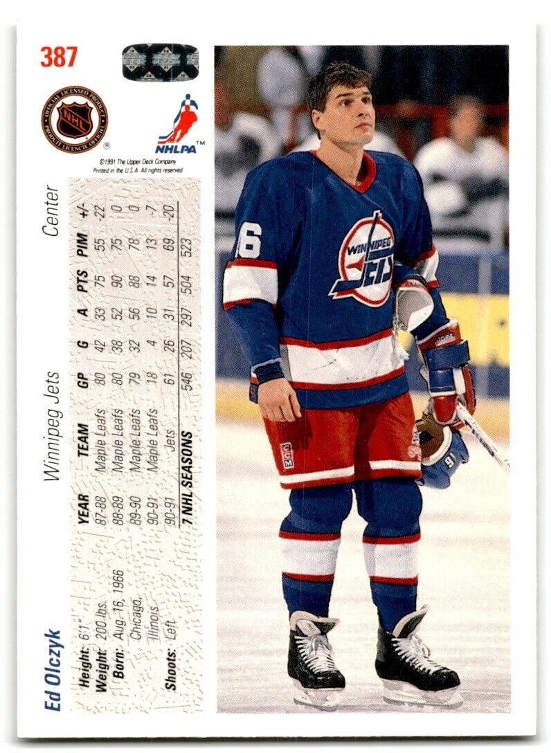 1991-92 Upper Deck Ed Olczyk Winnipeg Jets #387