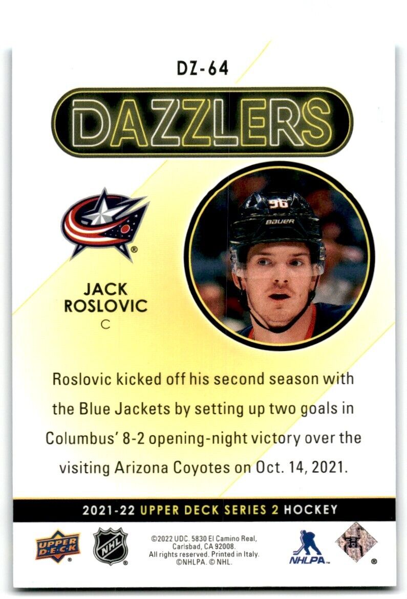 2021-22 Upper Deck Dazzlers Jack Roslovic Columbus Blue Jackets #DZ-64