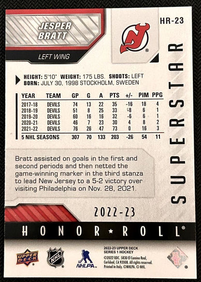 2022-23 Upper Deck Honor Roll Jesper Bratt New Jersey Devils #HR-23