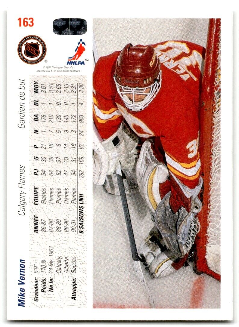 1991-92 Upper Deck French Mike Vernon Calgary Flames #163