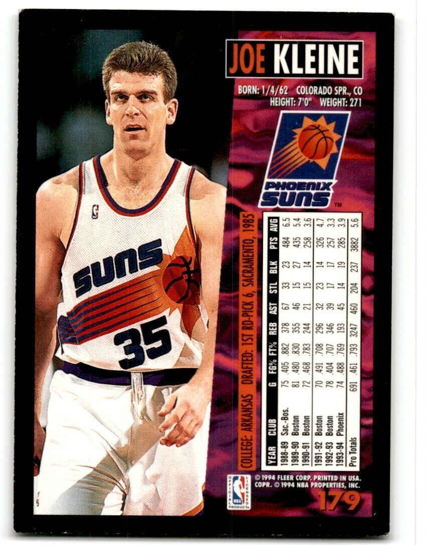 1994-95 Fleer Joe Kleine Phoenix Suns #179