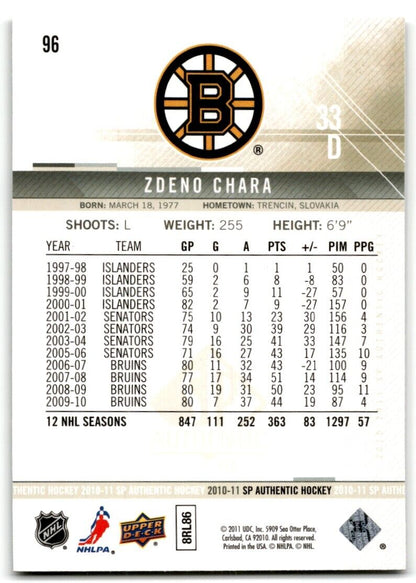 2010-11 SP Authentic Zdeno Chara Boston Bruins #96