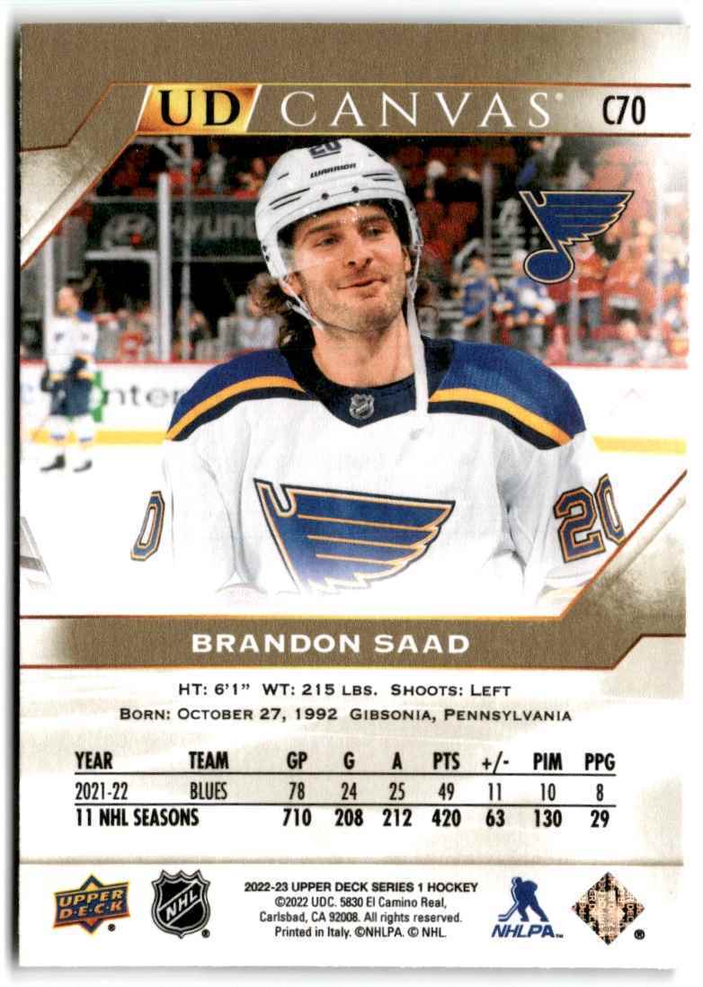 2022-23 Upper Deck UD Canvas Brandon Saad St. Louis Blues #150