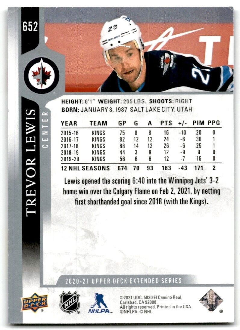 2020-21 Upper Deck Trevor Lewis Winnipeg Jets #652