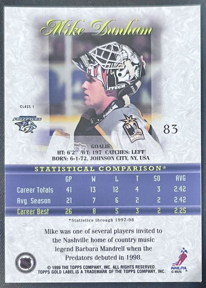 1998-99 Topps Gold Label Mike Dunham Nashville Predators #83