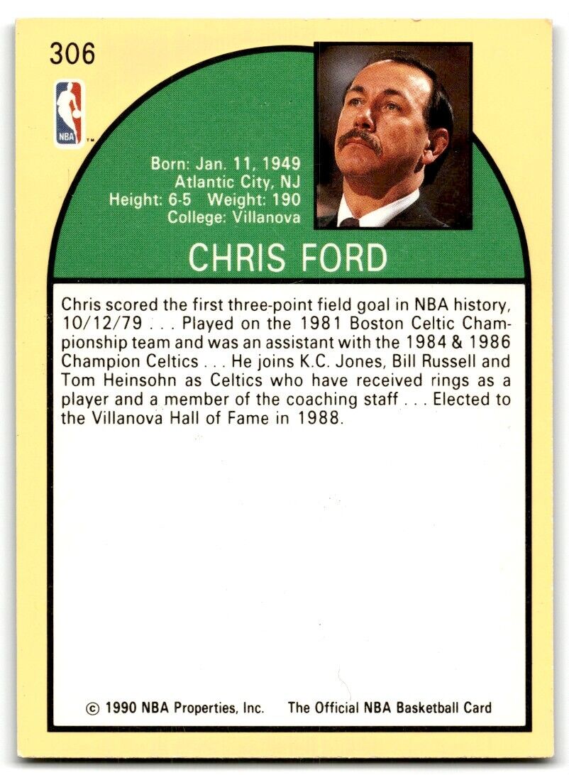 1990-91 Hoops Chris Ford Boston Celtics #306