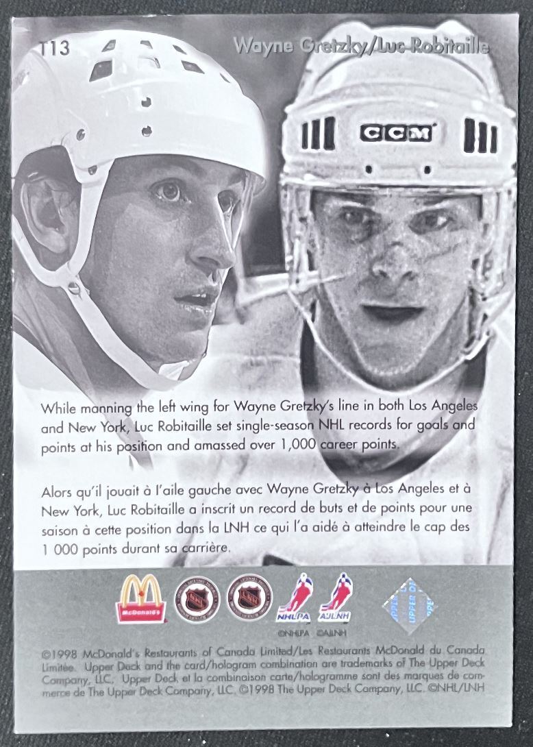 1998-99 McDonald's Upper Deck Gretzky's Teammates Wayne Gretzky/Luc Robitaille