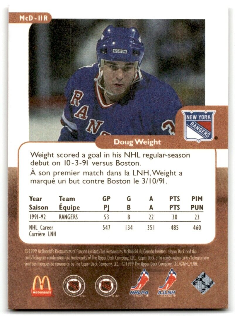 1998-99 Upper Deck Retro McDonald's Doug Weight Edmonton Oilers #MCD-11R