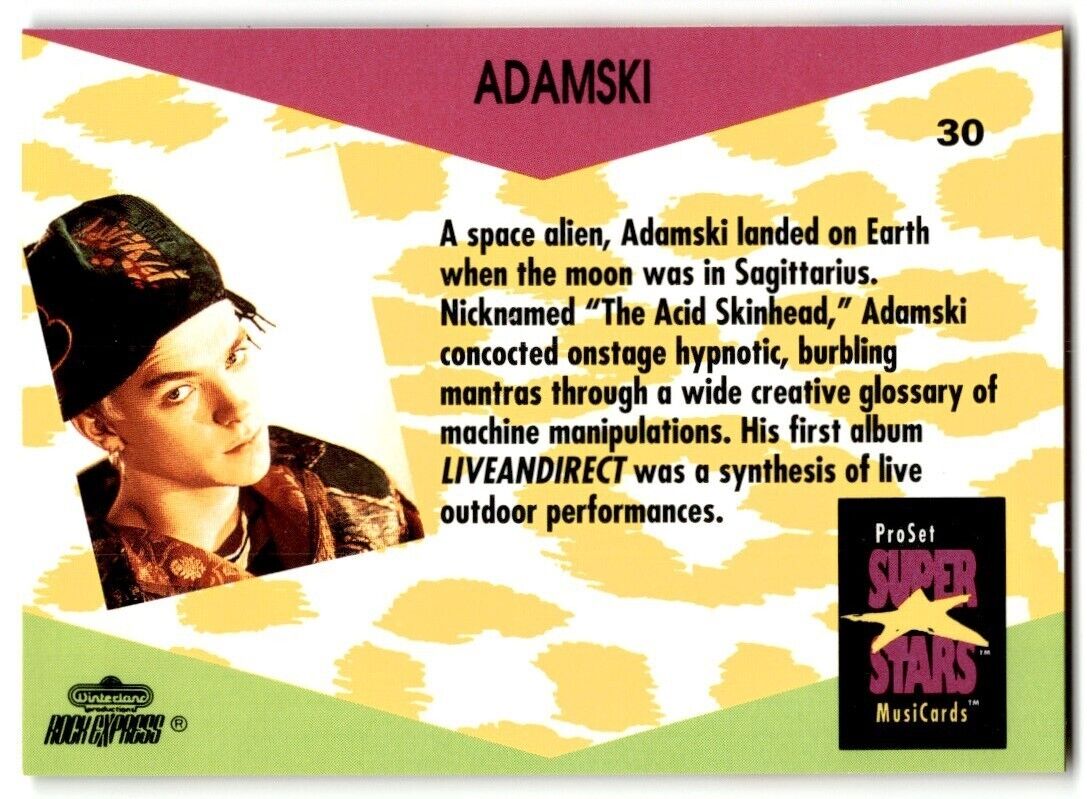 1991-92 ProSet Super Stars MusiCard Adamski #30