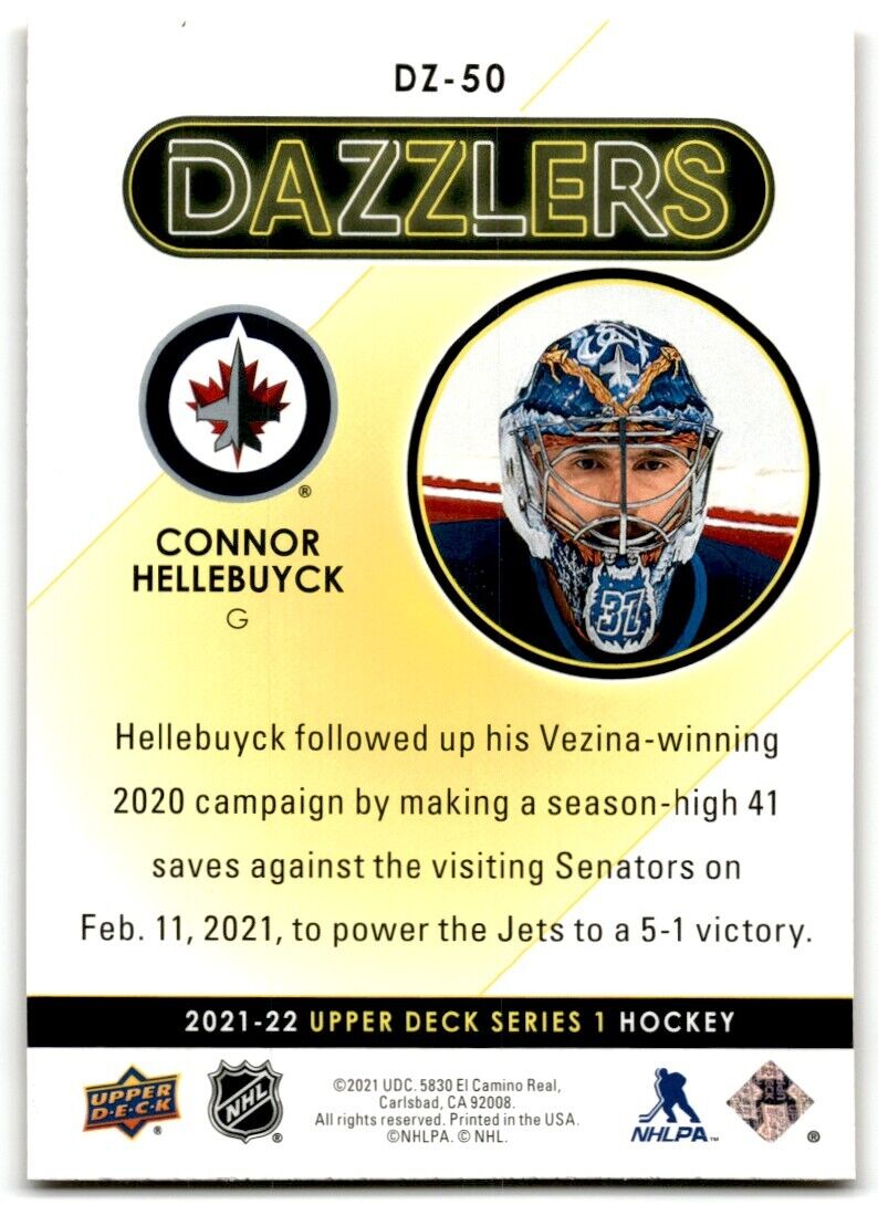 2021-22 Upper Deck Dazzlers Connor Hellebuyck Winnipeg Jets #DZ-50