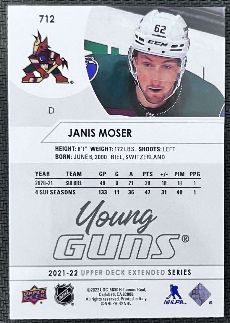 2021-22 Upper Deck Janis Moser Rookie Arizona Coyotes #712