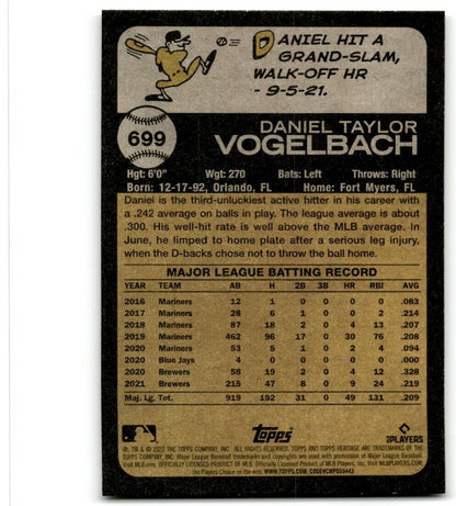 2022 Topps Heritage High Number Daniel Vogelbach New York Mets #699