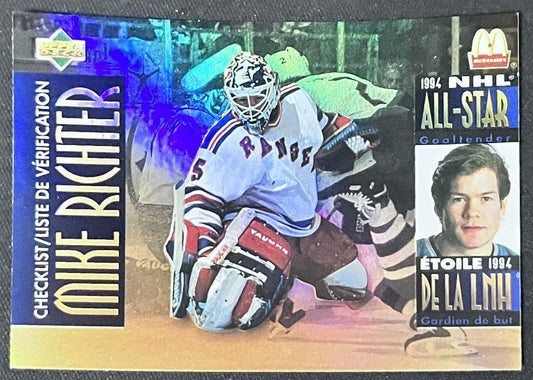 1994-95 Upper Deck McDonald's Mike Richter Check list New York Rangers #MCD