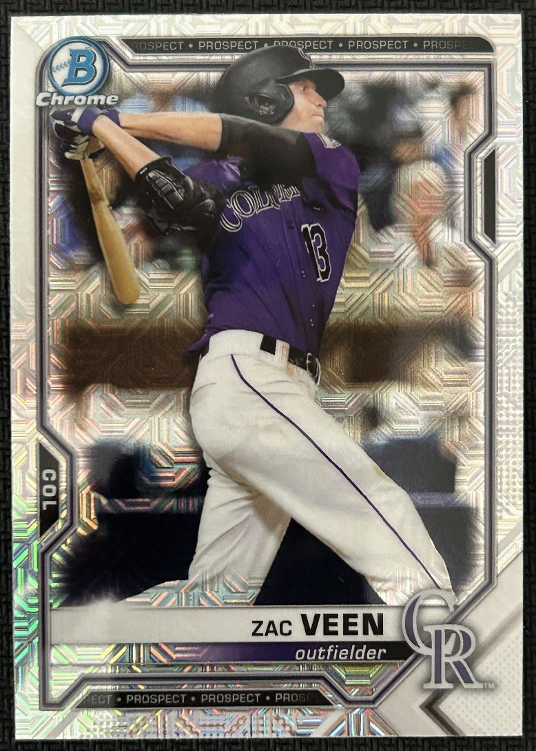 2021 Bowman Chrome Prospects Mojo Refractor Zac Veen Colorado Rockies #BCP-3