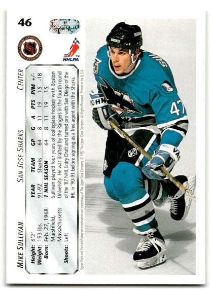 1992-93 Upper Deck Mike Sullivan San Jose Sharks #46