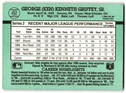 1991 Donruss Ken Griffey, Sr. Seattle Mariners #452