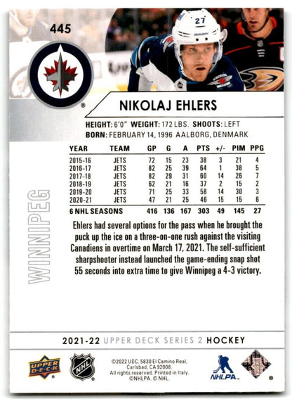 2021-22 Upper Deck Nikolaj Ehlers Winnipeg Jets #445