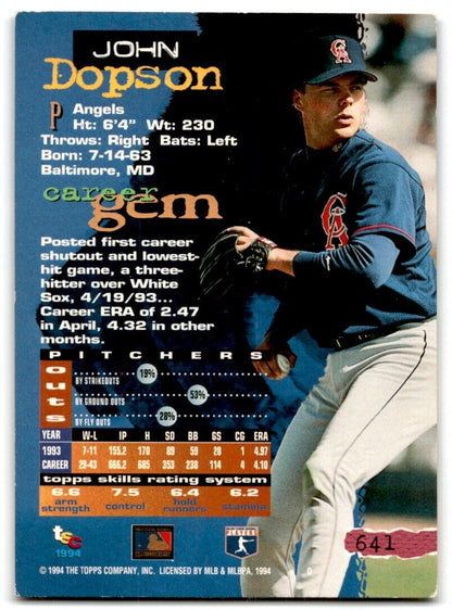 1994 Stadium Club John Dopson California Angels #641