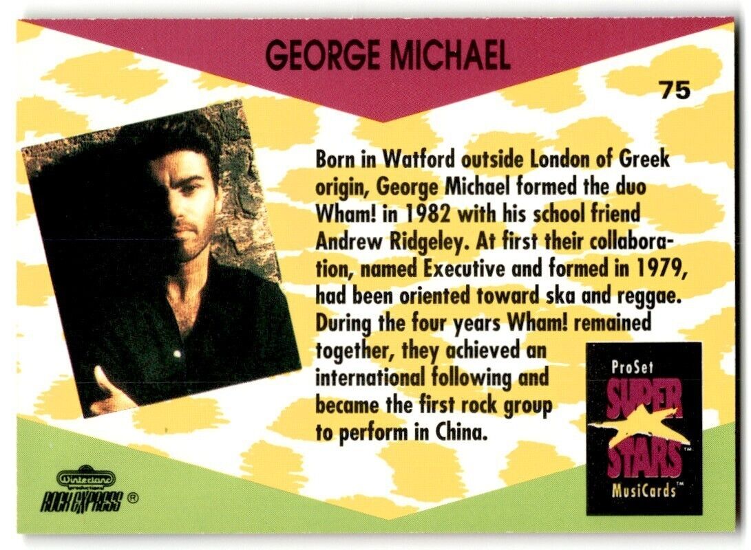 1991-92 ProSet Super Stars MusiCard Geogre Micheal #75