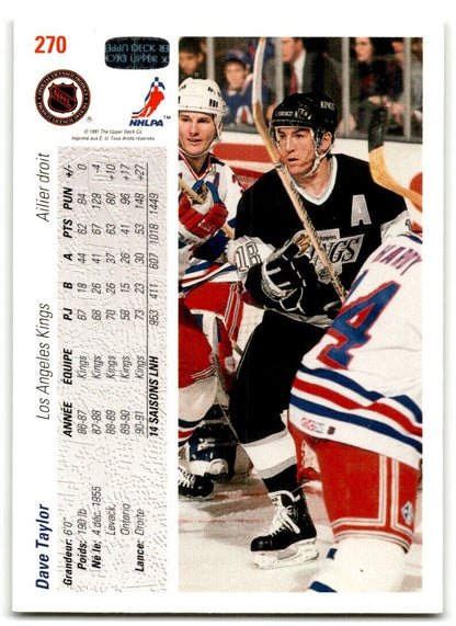 1991-92 Upper Deck French Dave Taylor Los Angeles Kings #270