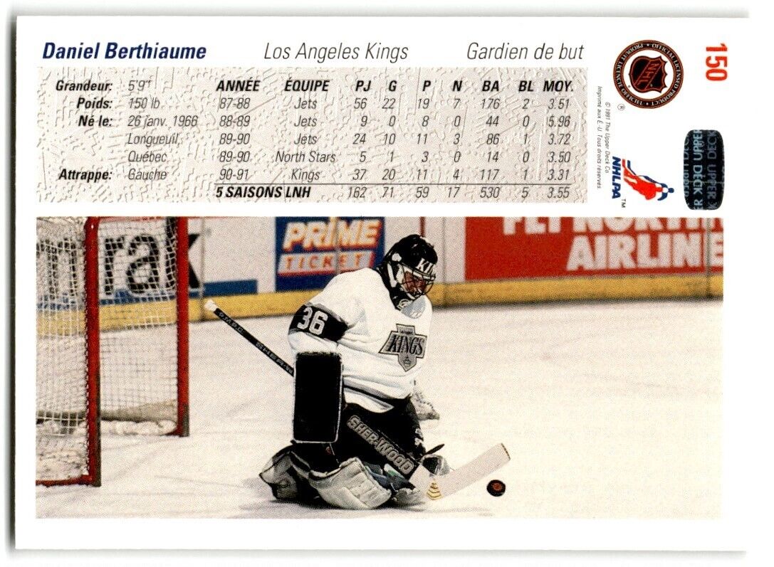 1991-92 Upper Deck French Daniel Berthiaume Los Angeles Kings #150