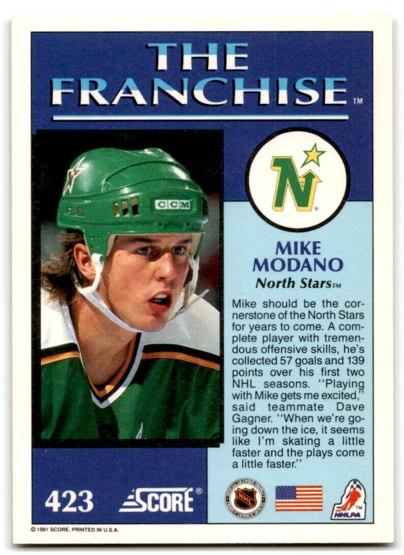 1991-92 Score American Mike Modano Minnesota North Stars #423