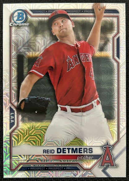 2021 Bowman Chrome Prospects Mojo Refractor Reid Detmers Los Angeles Angels