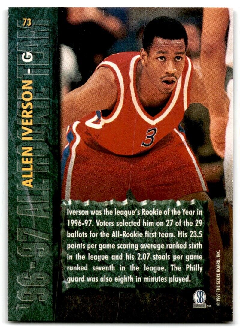 1997-98 Score Board Rookies Allen Iverson Philadelphia 76ers #73