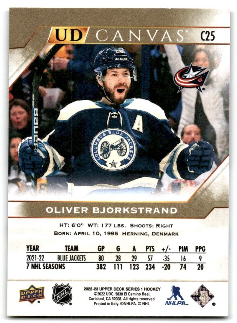 2021-22 Upper Deck UD Canvas Oliver Bjorkstrand Columbus Blue Jackets #C25