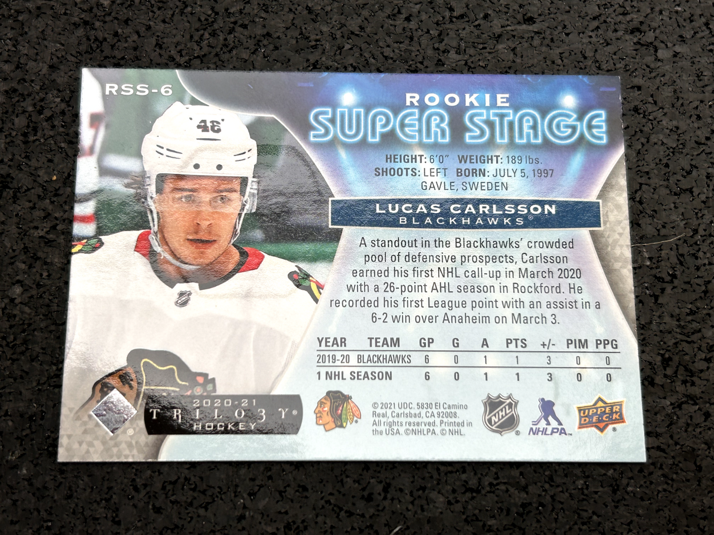 2020-21 Upper Deck Trilogy Rookie Super Stage Lucas Carlsson #RSS-6