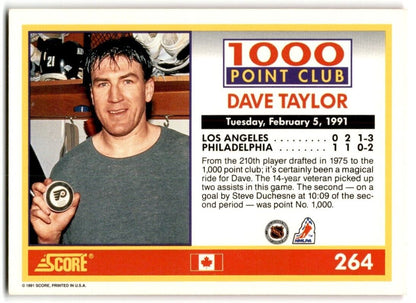 1991-92 Score Canadian Bilingual Dave Taylor Los Angeles Kings #264