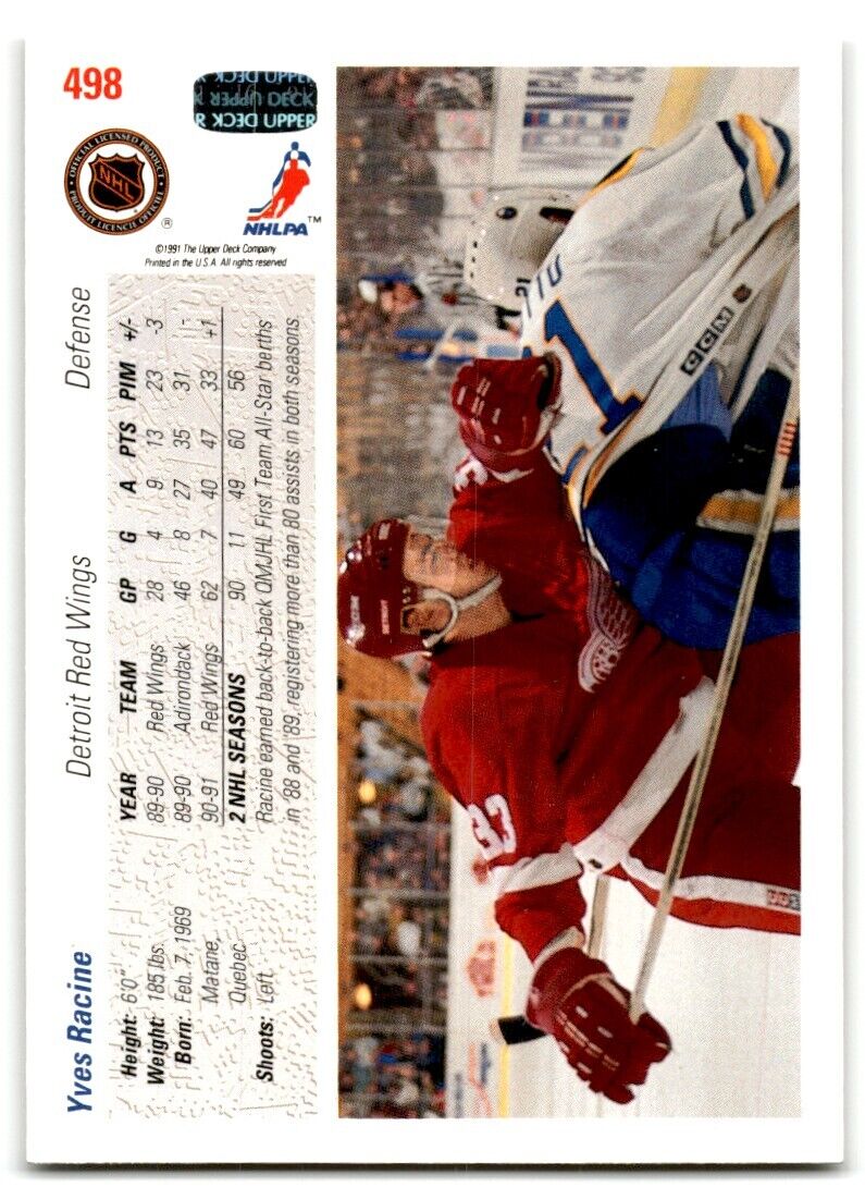 1991-92 Upper Deck French Yves Racine Detroit Red Wings #498