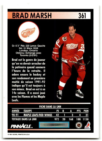 1991-92 Pinnacle Brad Marsh Detroit Red Wings #361