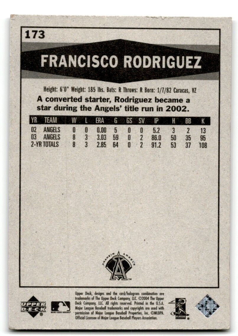 2004 Upper Deck Vintage Francisco Rodriguez Anaheim Angels #173