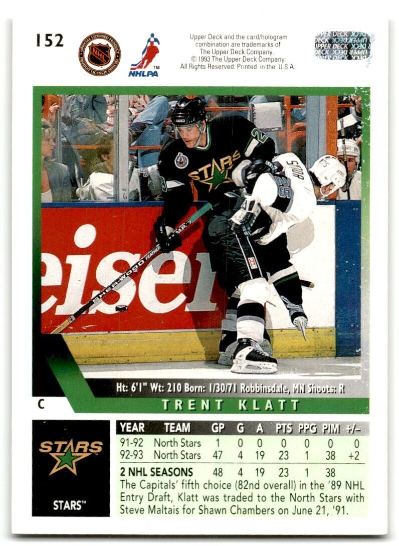 1993-94 Upper Deck Trent Klatt Dallas Stars #152