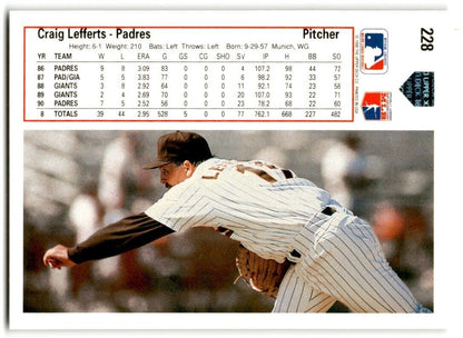 1991 Upper Deck Craig Lefferts San Diego Padres #228