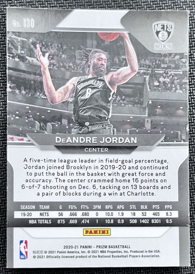 2021-22 Panini Prizm Deandre Jordan Brooklyn Nets #130